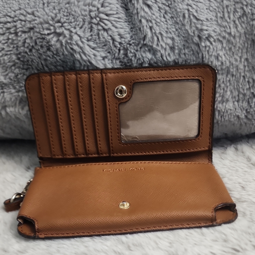 Michael Kors Beige and Brown Logo Wristlet - Picture 6 of 7
